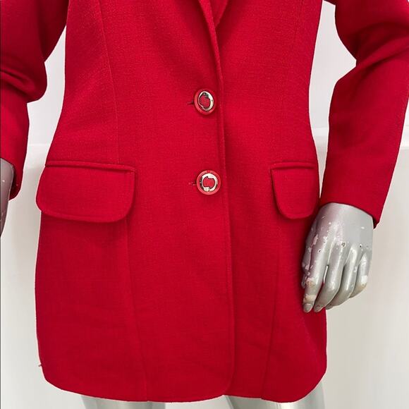 Unbranded Vintage Women’s Red Blazer Designer Button Front Closure and at Cuffs - Picture 12 of 16